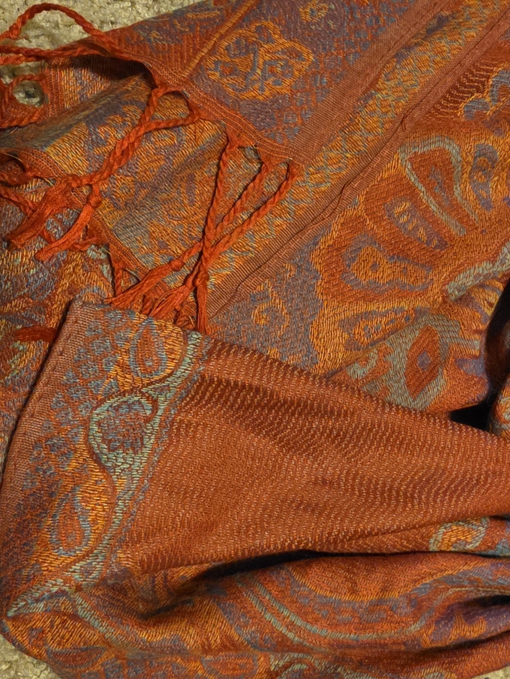 4/$25 Deal! Elegant Orange Paisley Woven Scarf